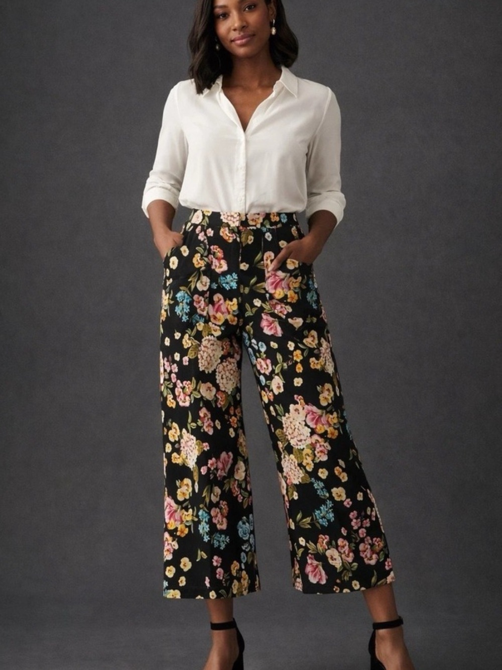 Anthropologie Colette Black Floral Pants!